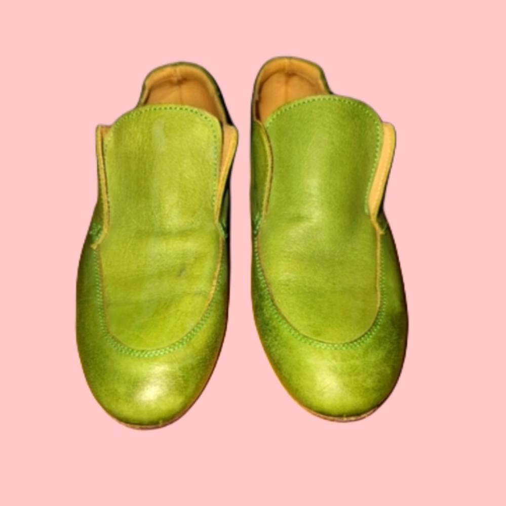 Vero Cuoio Green Leather Loafers for Men